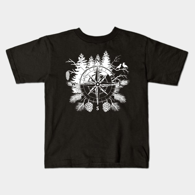 Forest Compass Kids T-Shirt by CelestialStudio